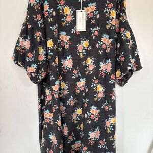 Floral Print Dress with Ruffled Sleeves
